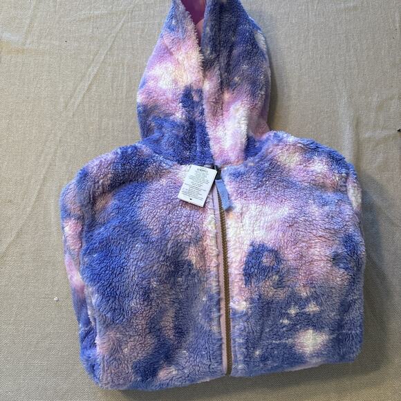 Lands End Pattern Sherpa Lined Hoodie Lilac Thistle Galaxy Kids Husky Sz XL/H - Picture 3 of 7